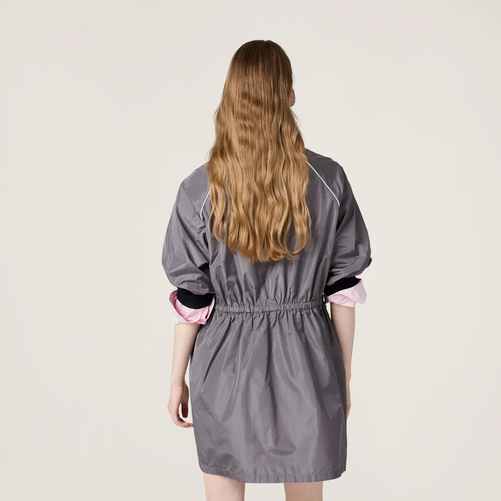 Short-Sleeved Drawstring Zip-Up Dress