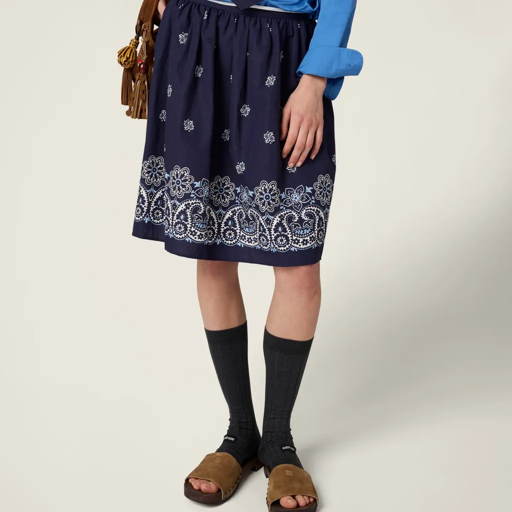Pattern-Printed Poplin Skirt