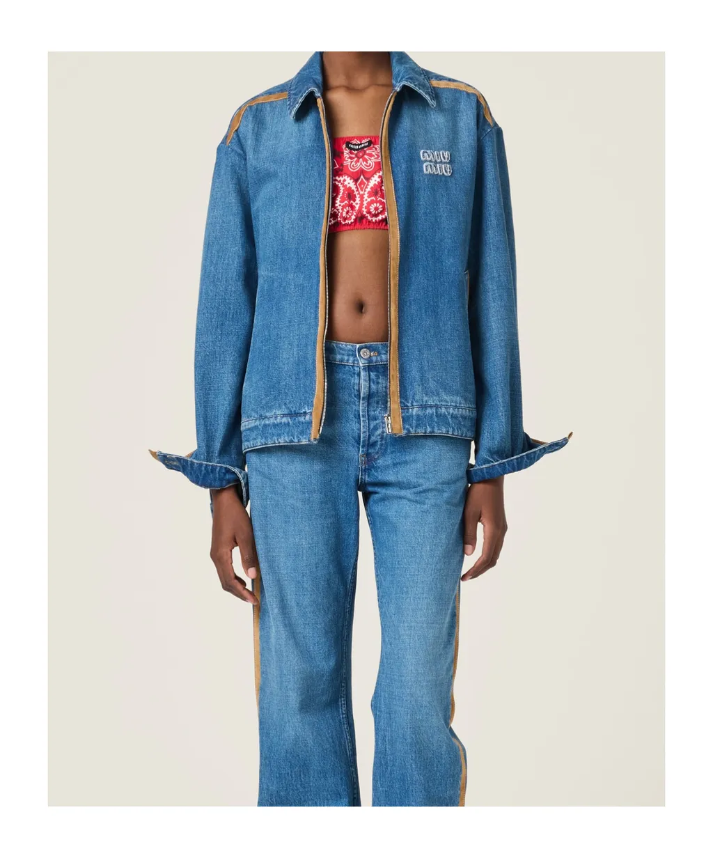 Denim And Leather Blouson Jacket