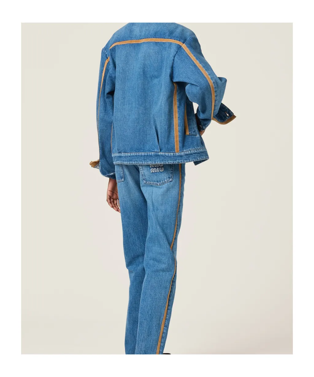 Denim And Leather Blouson Jacket
