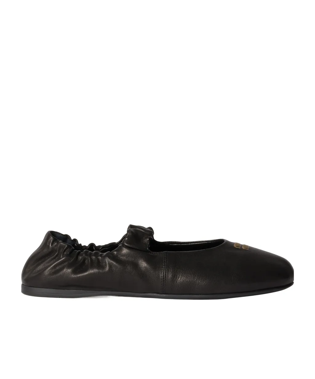 Ruched Nappa Leather Ballerinas