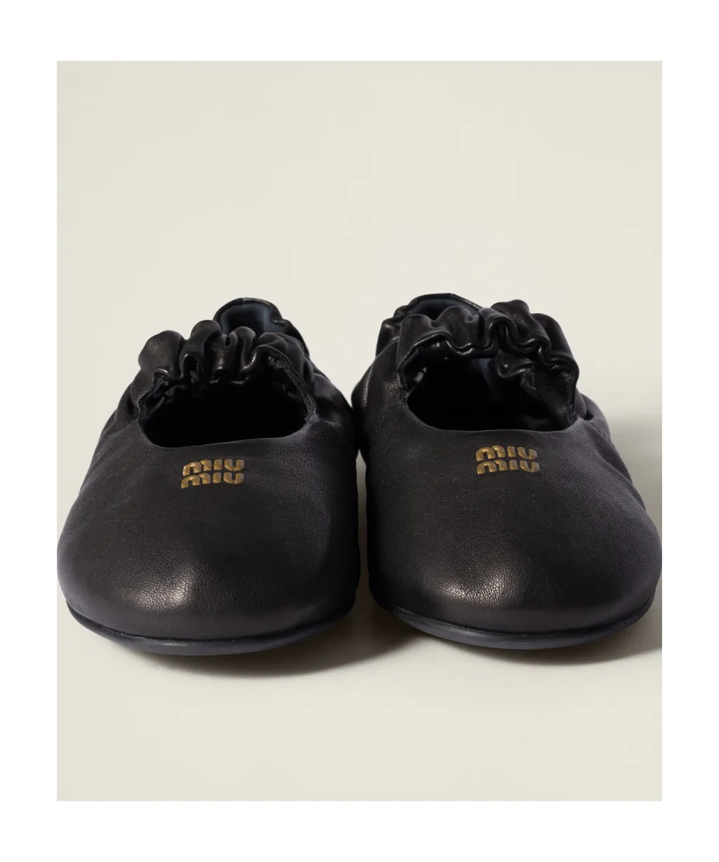 Ruched Nappa Leather Ballerinas