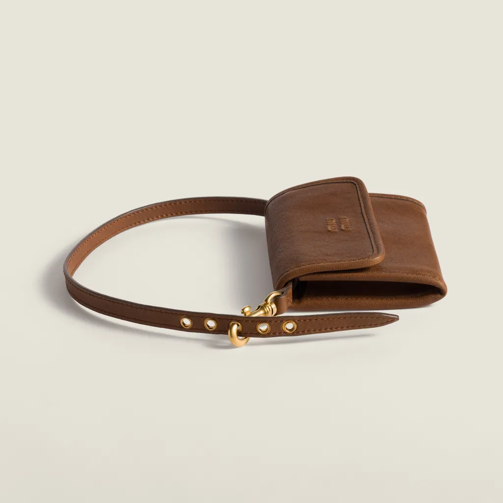 Nappa Leather Wallet With Shoulder Strap
