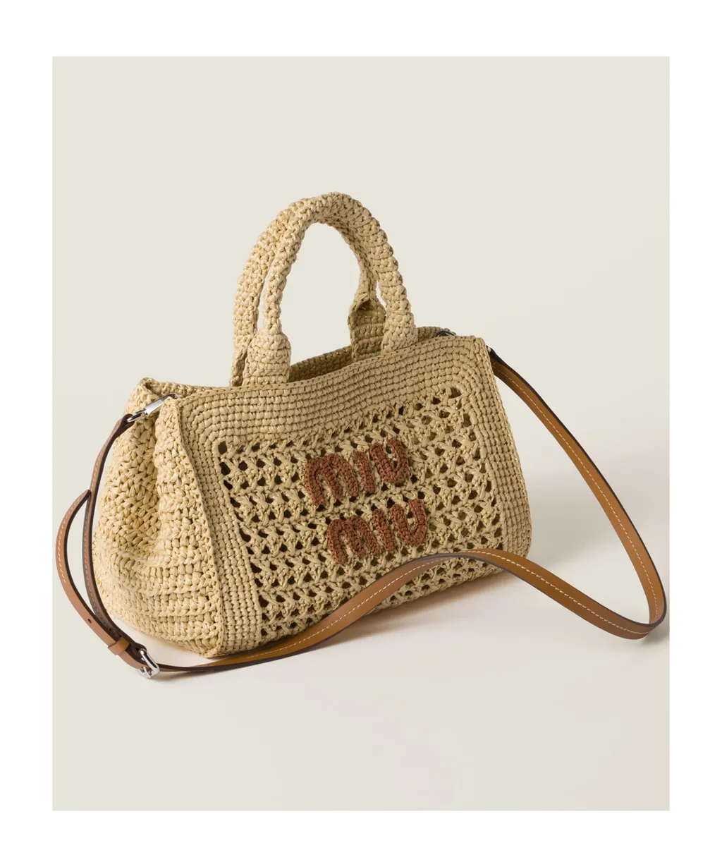 Raffia-Effect Woven Handbag