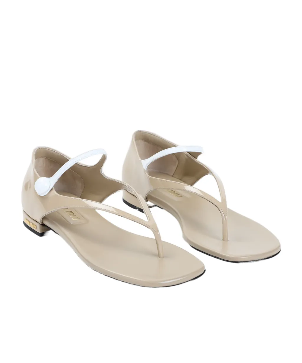 Two-Tone Patent-Leather Sandals