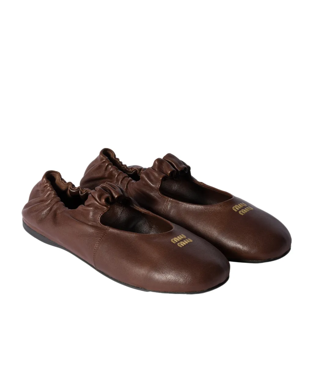 Ruches Nappa Leather Ballerinas