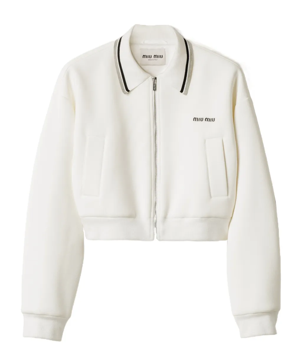 Zipped Cropped Piquet Jacket
