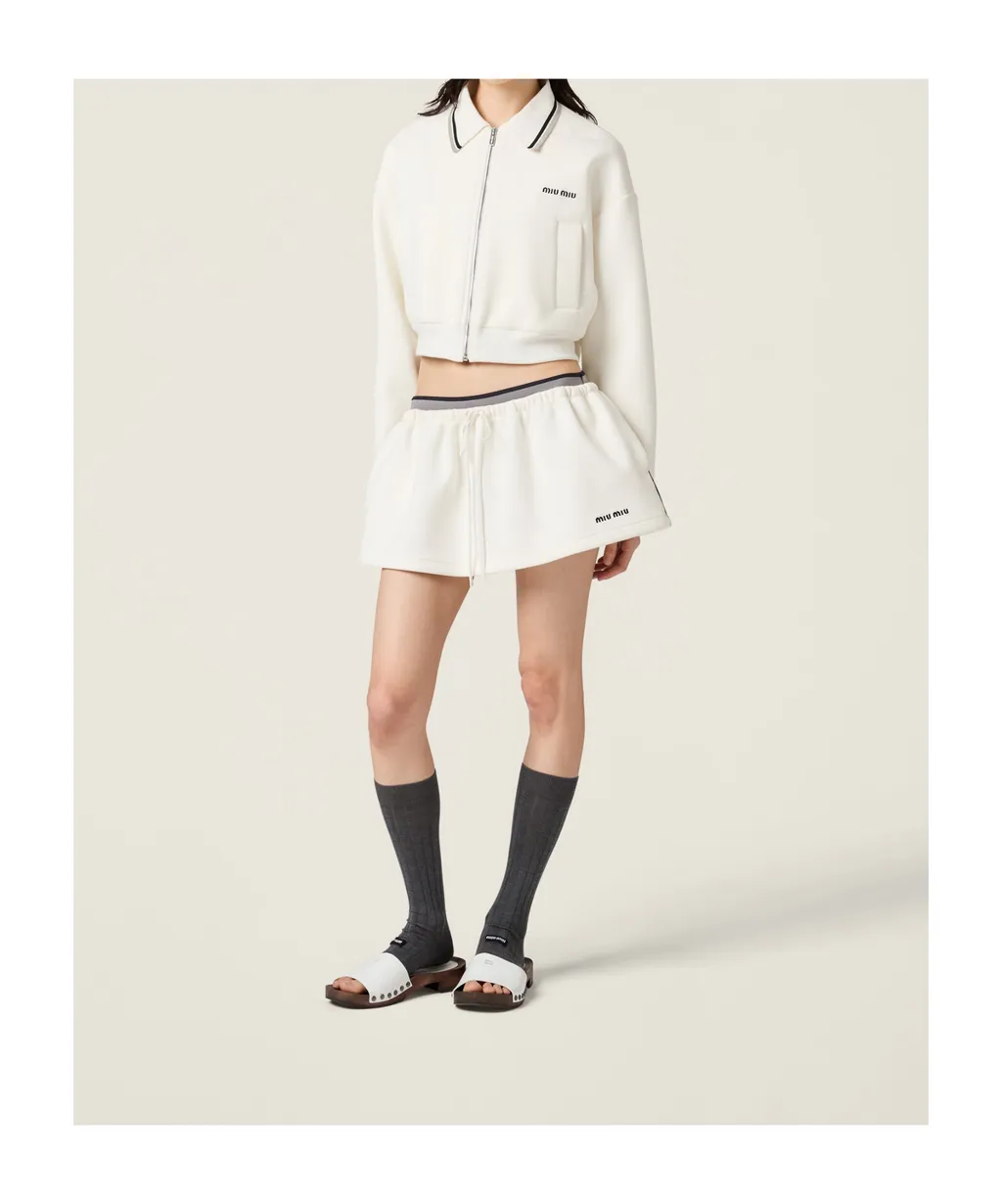 Zipped Cropped Piquet Jacket