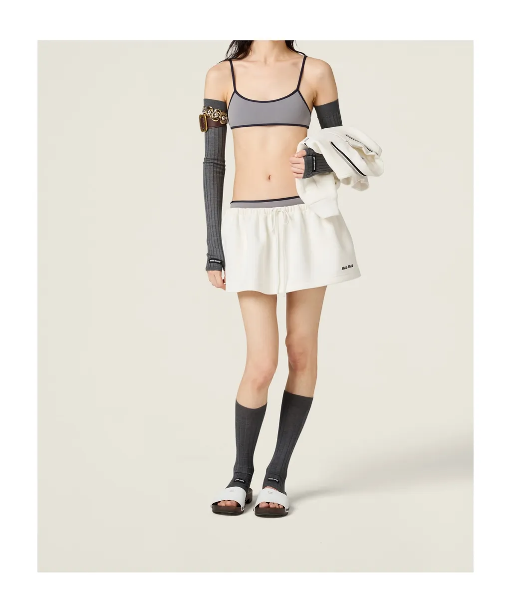 Bonded Piqué And Technical Jersey Miniskirt