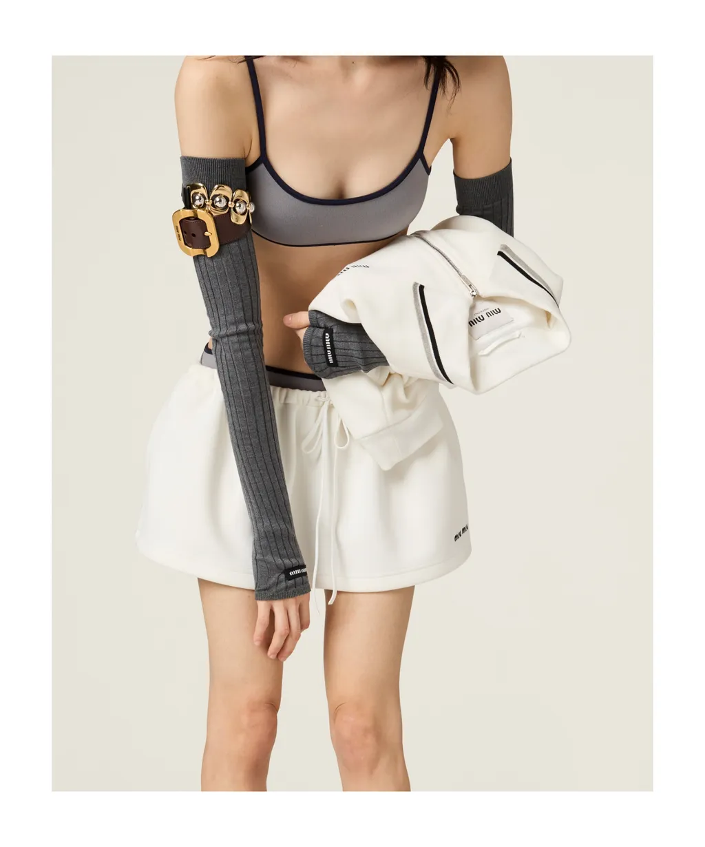 Bonded Piqué And Technical Jersey Miniskirt