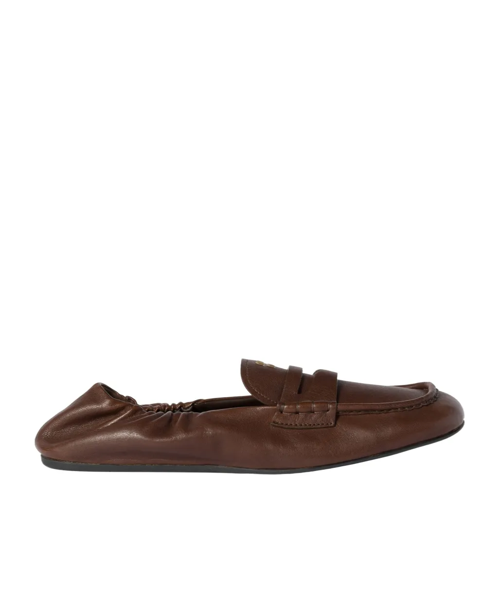 Embossed-Logo Square Toe Loafers