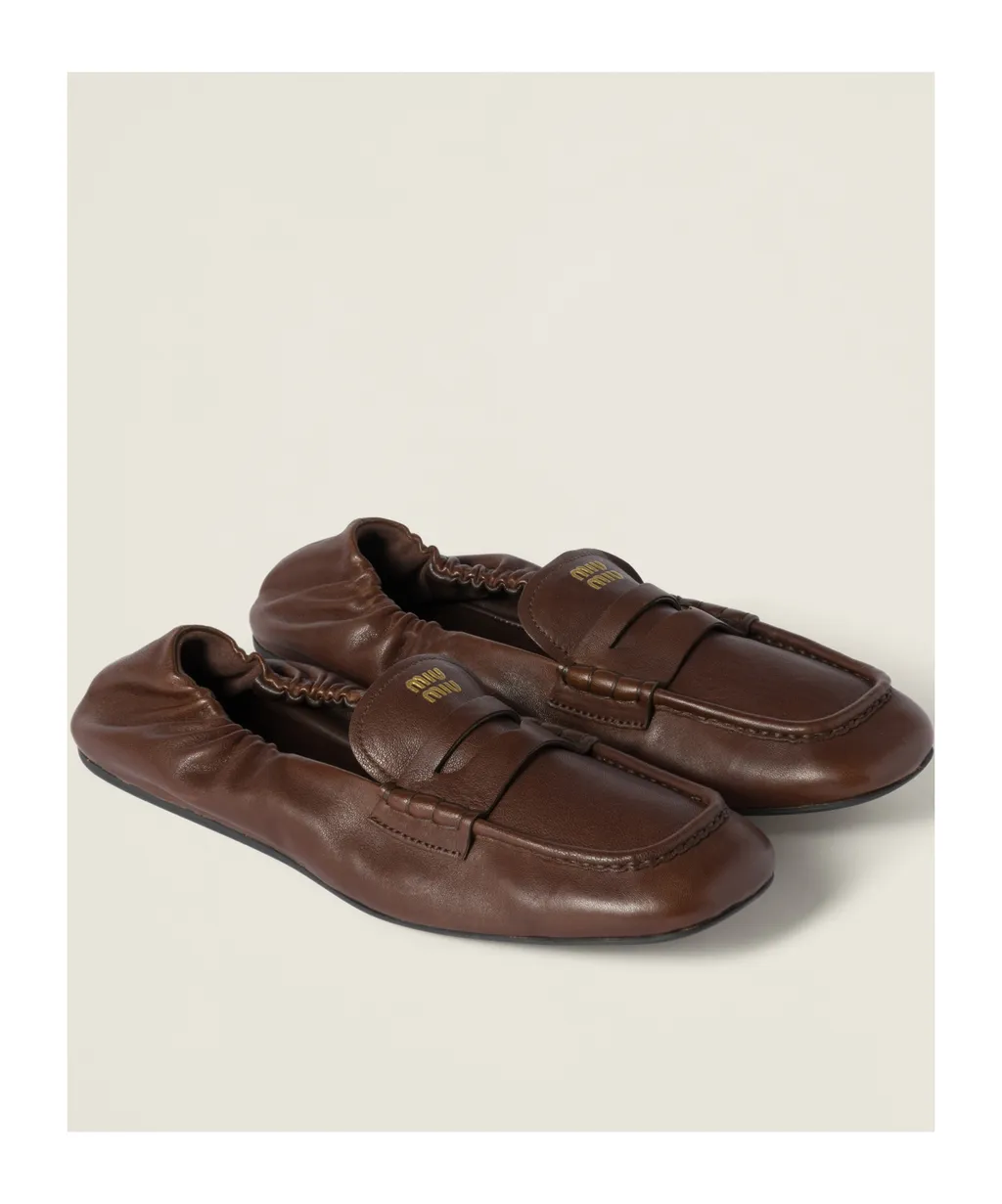 Embossed-Logo Square Toe Loafers