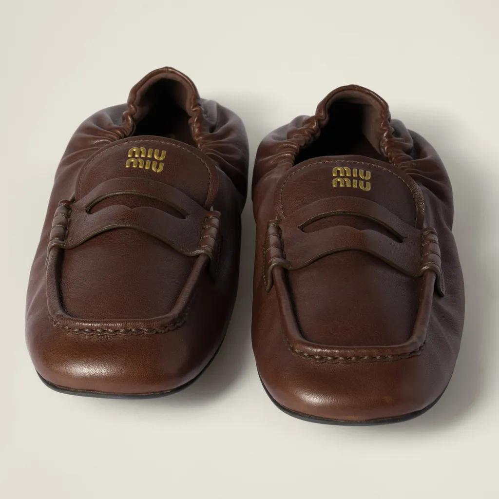 Embossed-Logo Square Toe Loafers