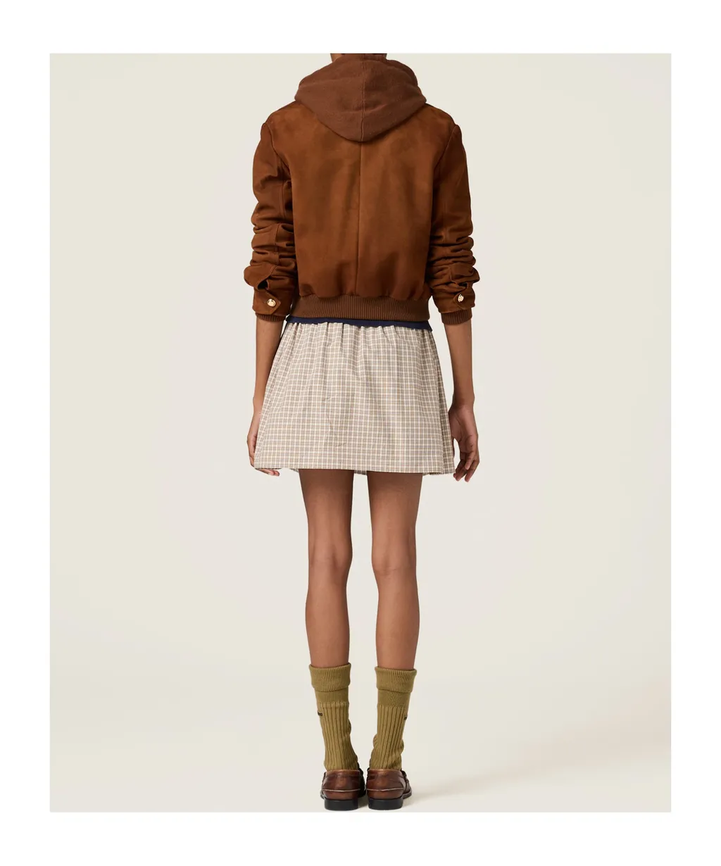 Checked Drawstring Mini Skirt
