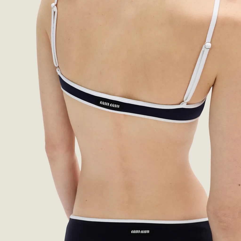 Logo-Patch Technical-Knit Swimsuit Top