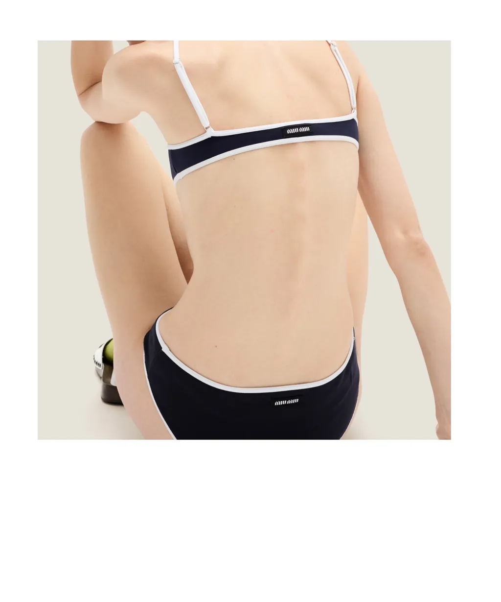 Logo-Patch Technical-Knit Swimsuit Top