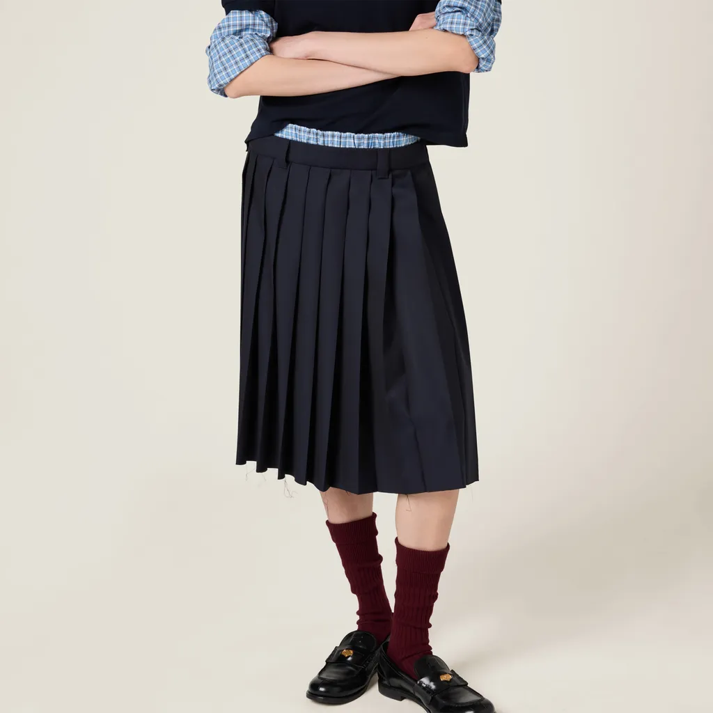 Pleated Batavia Midi Skirt