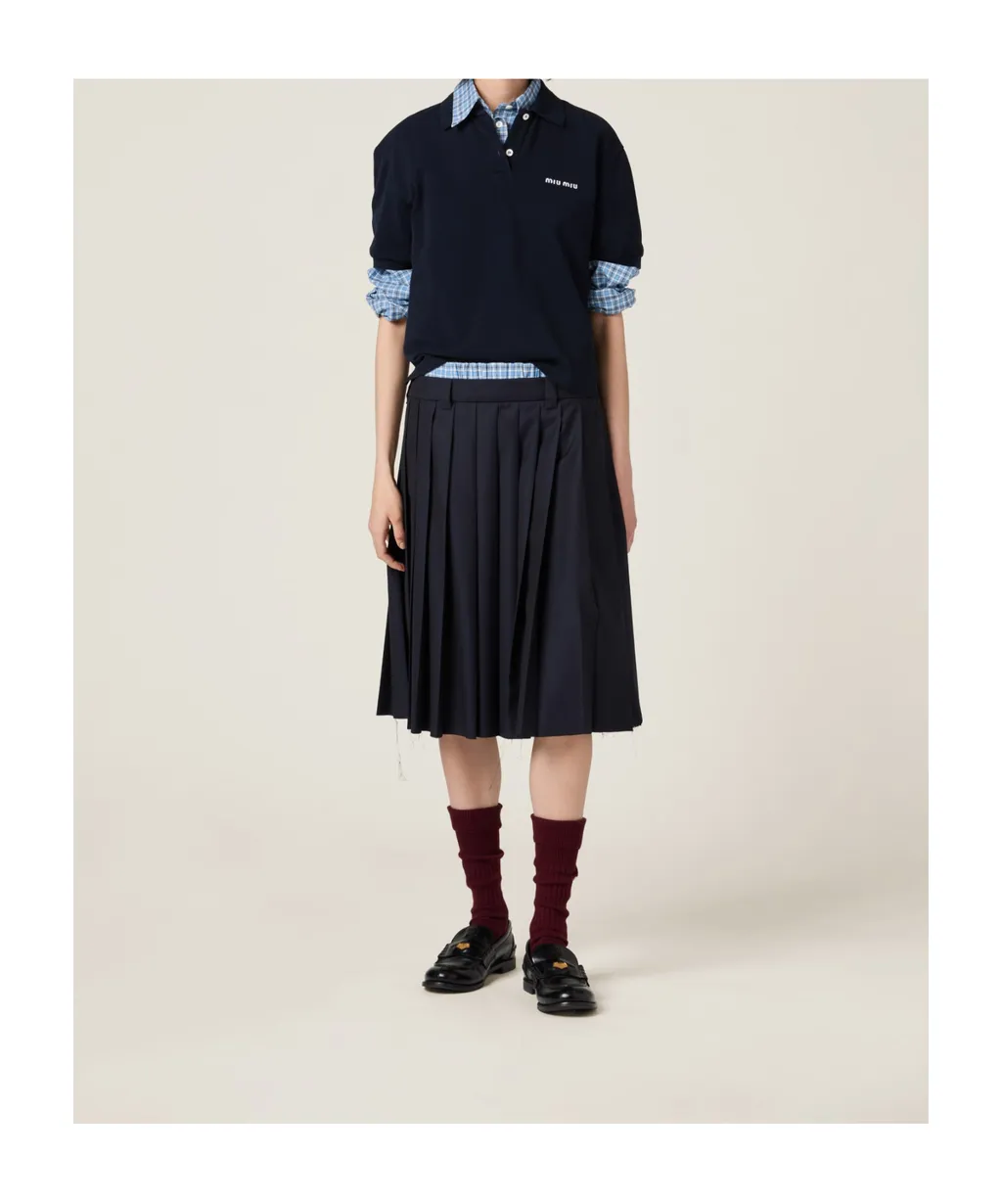 Pleated Batavia Midi Skirt