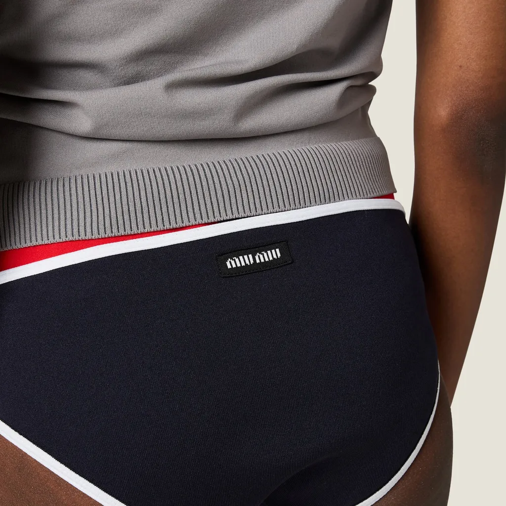 Logo-Patch Ribbed Bikini Bottoms
