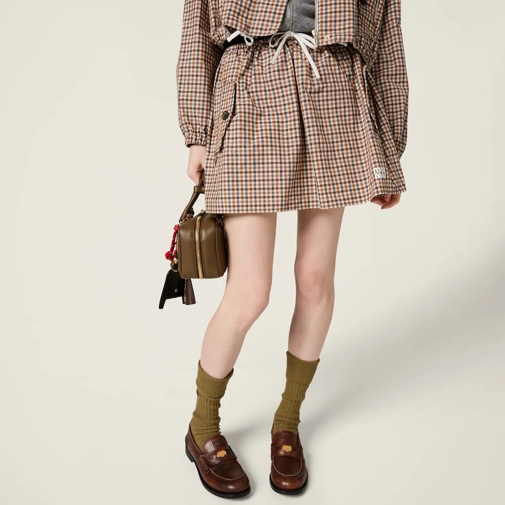 Gingham Check Technical Fabric Skirt