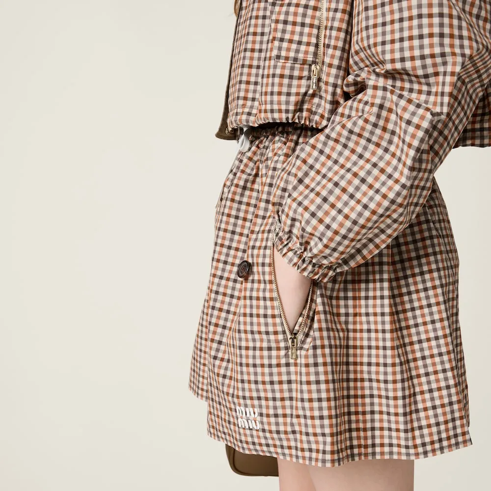 Gingham Check Technical Fabric Skirt