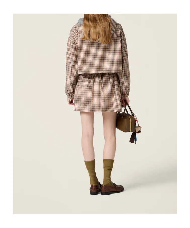 Gingham Check Technical Fabric Skirt