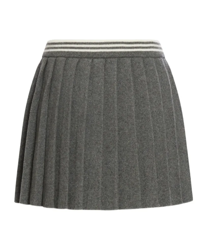 Pleated Knitted Mini Skirt