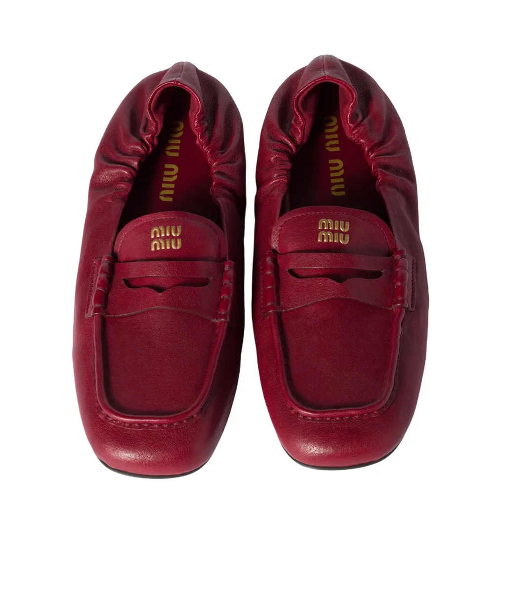 Embossed-Logo Square Toe Loafers