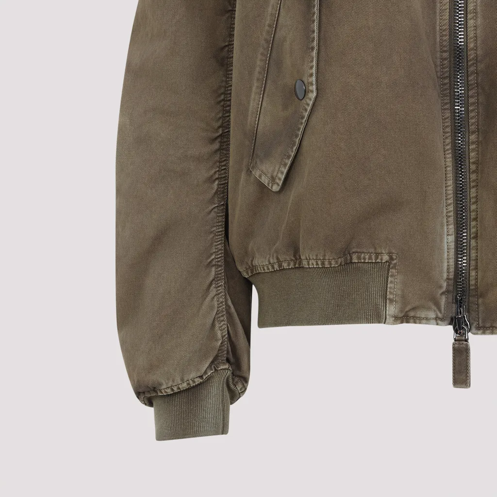 Garment-Dyed Gabardine Bomber Jacket