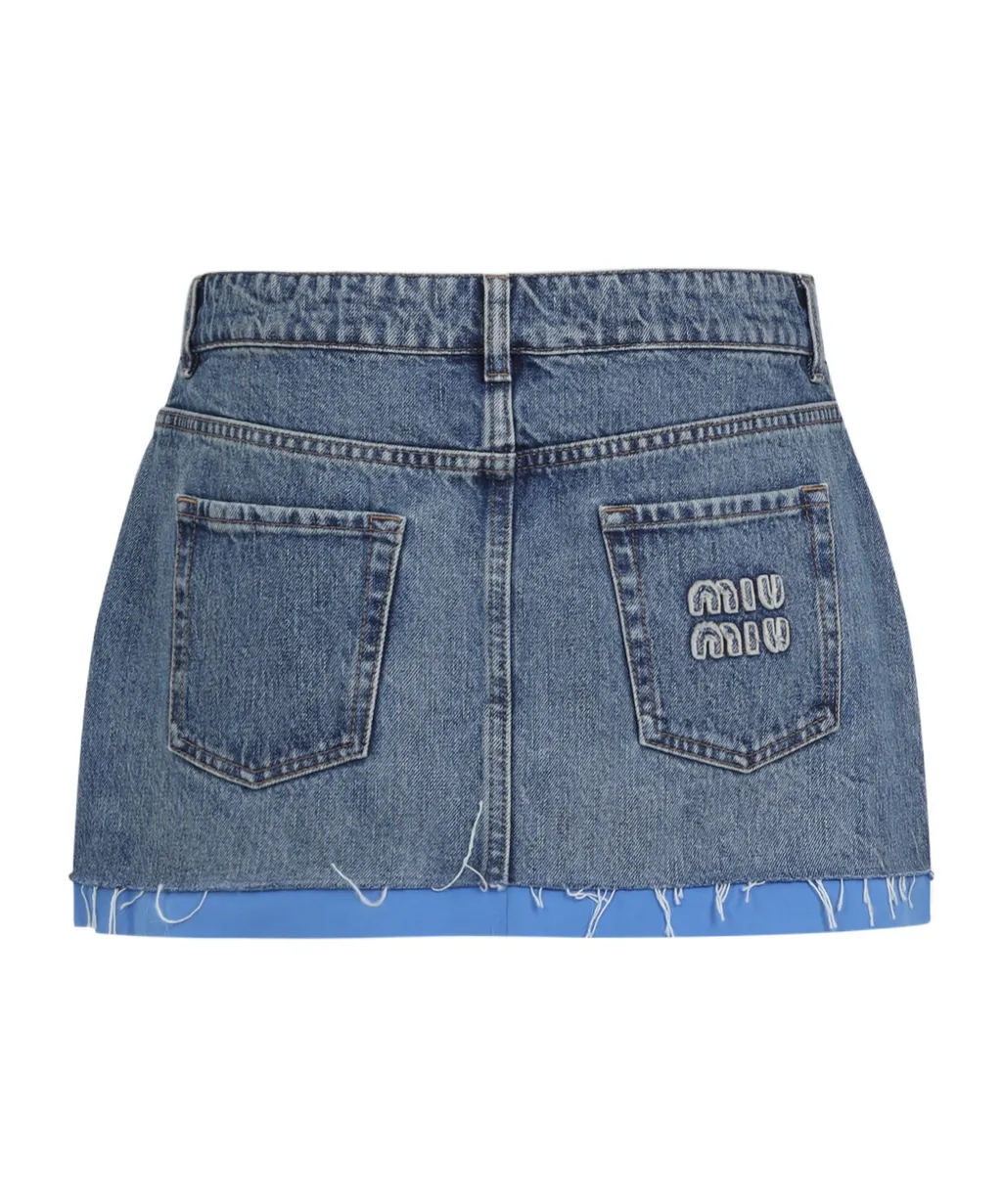 Denim And Poplin Miniskirt