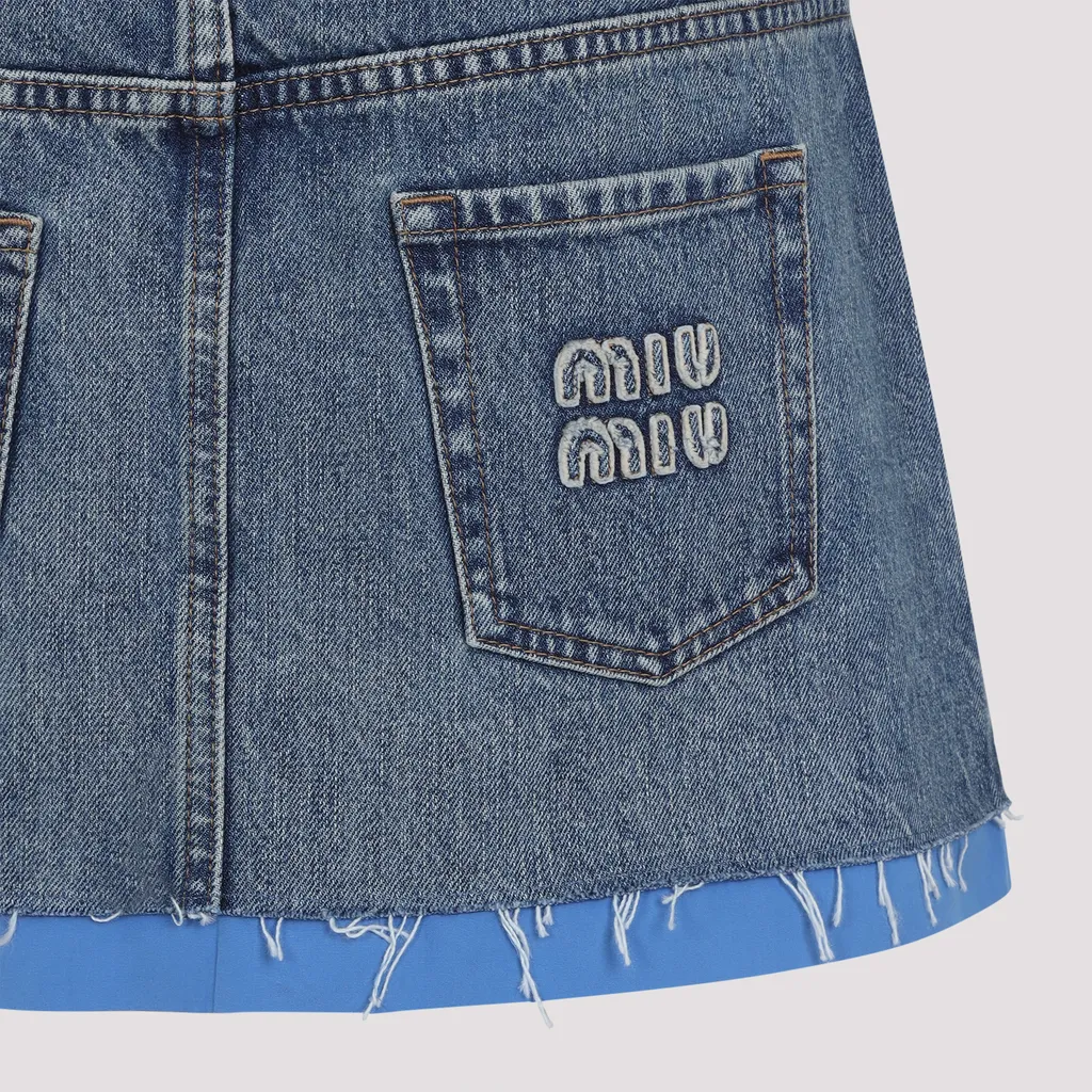 Denim And Poplin Miniskirt