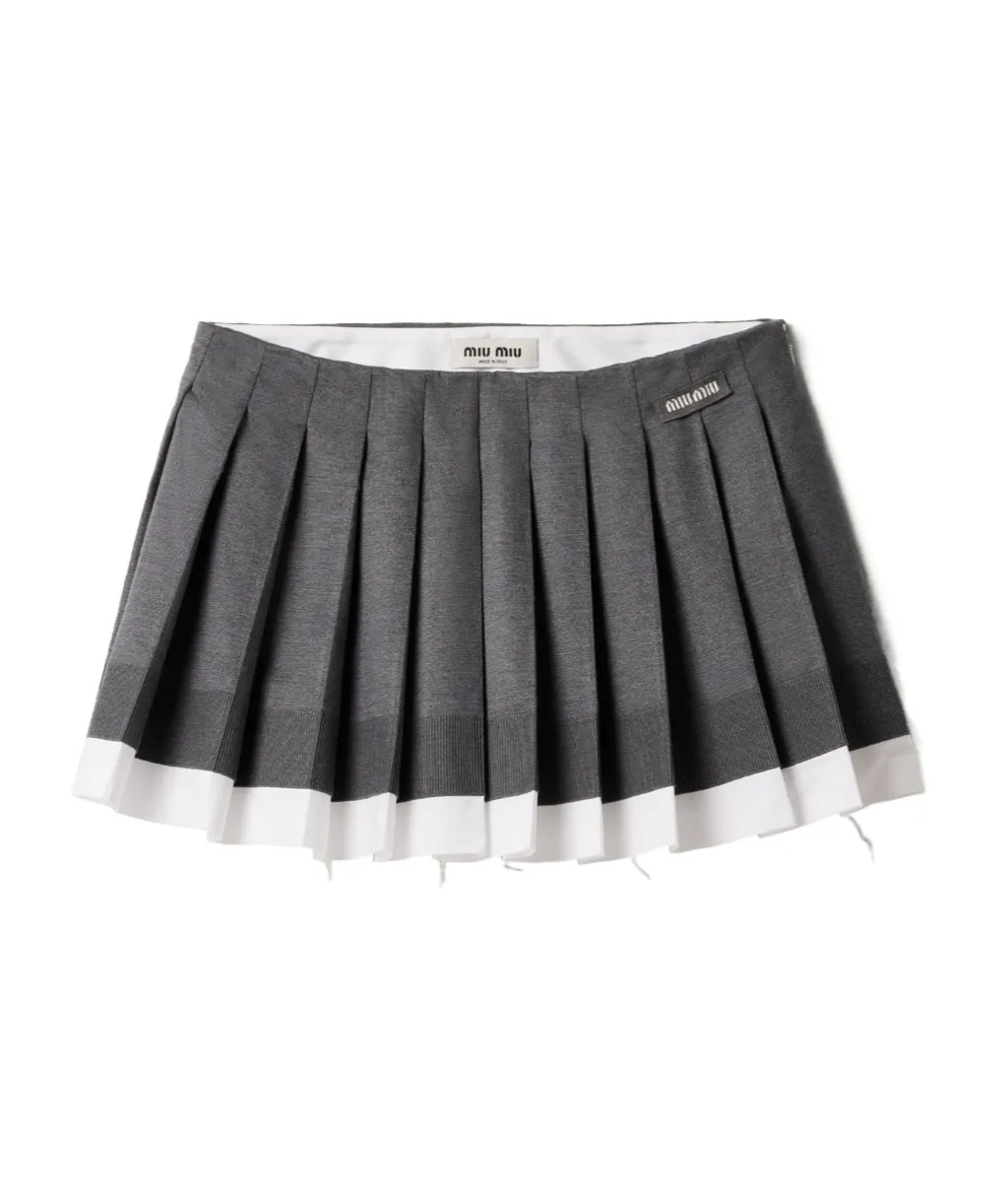 Logo-Patch Pleated Knitted Mini Skirt