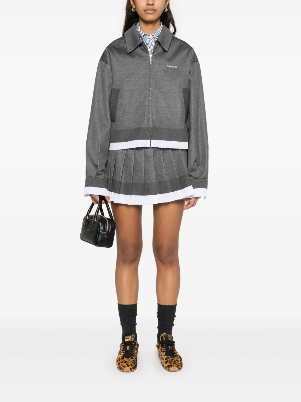 Logo-Patch Pleated Knitted Mini Skirt
