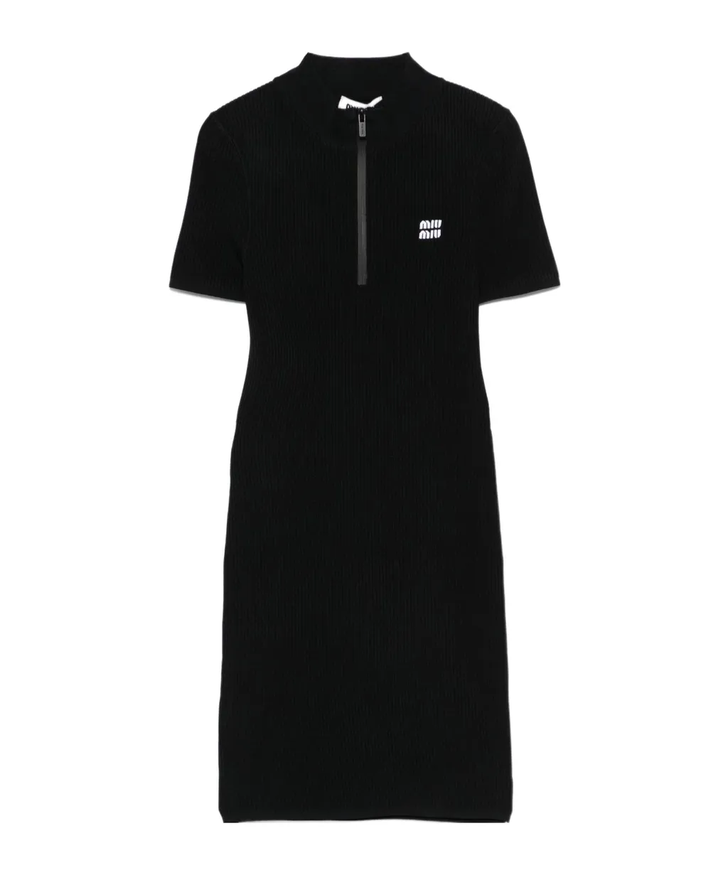Short-Sleeved Ribbed Mini Dress