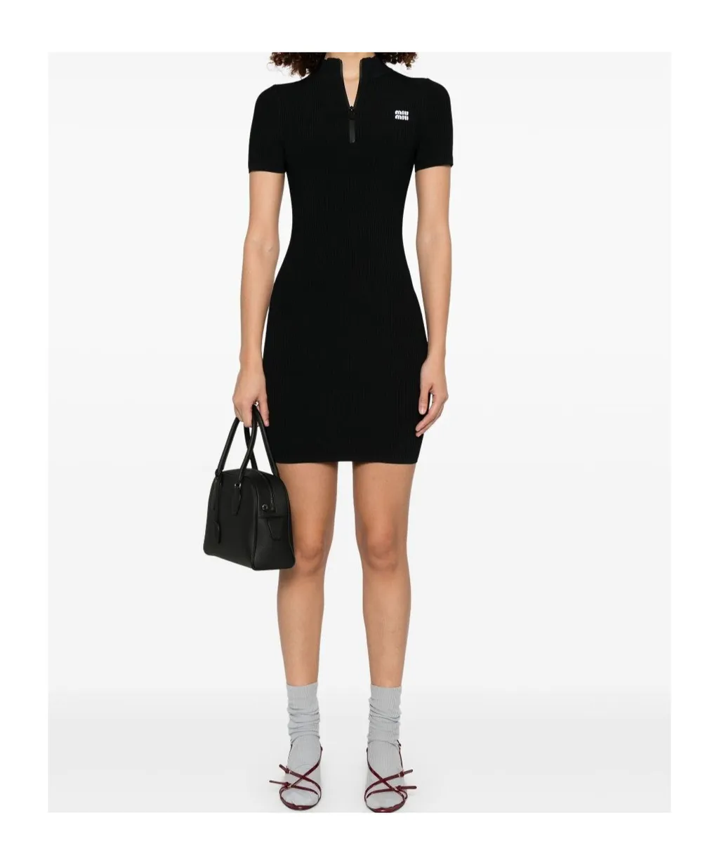 Short-Sleeved Ribbed Mini Dress