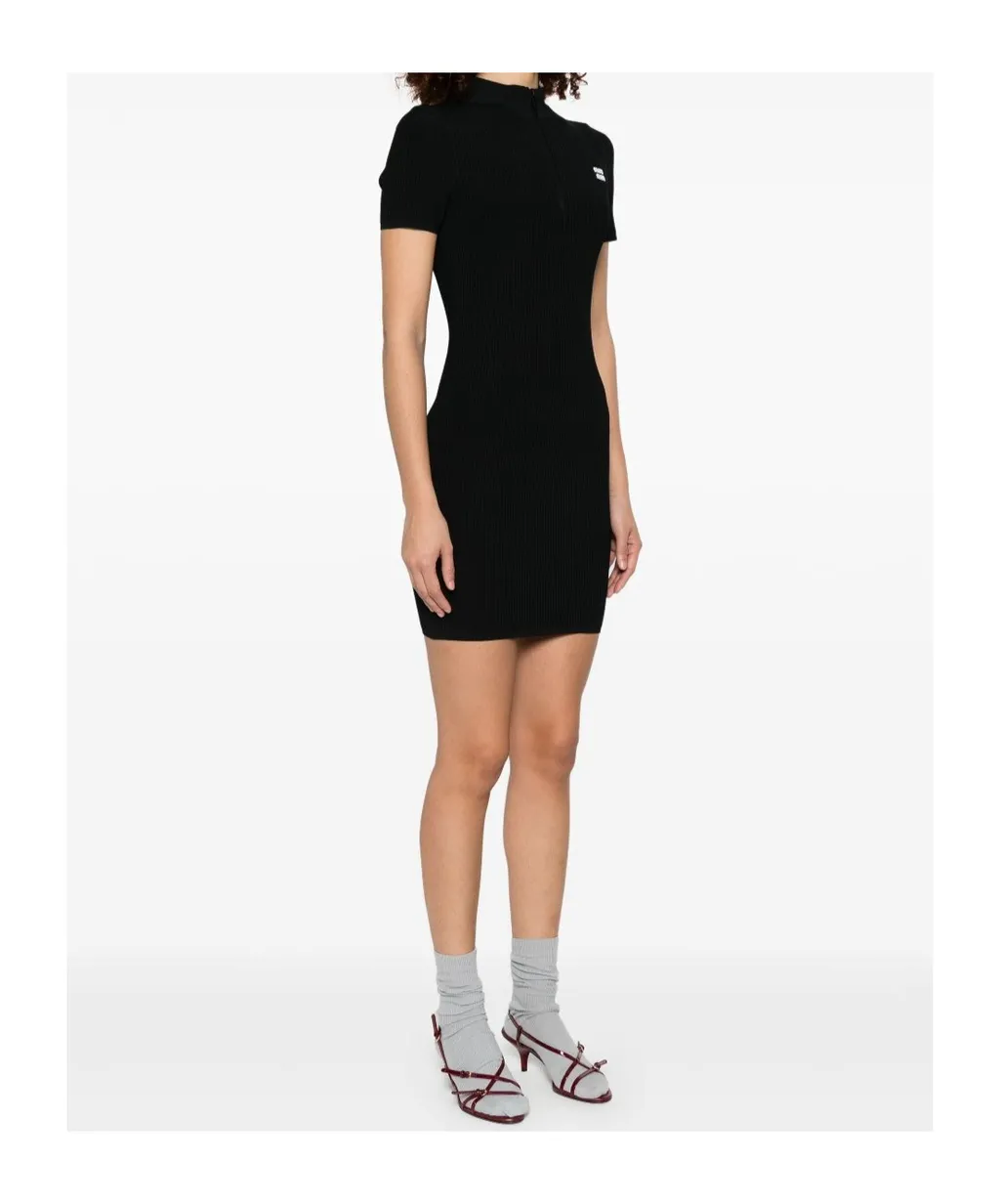 Short-Sleeved Ribbed Mini Dress