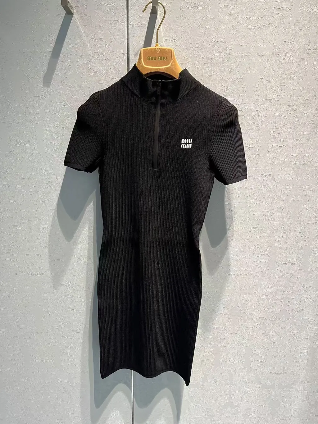Short-Sleeved Ribbed Mini Dress