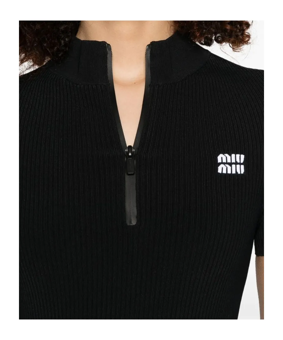 Short-Sleeved Ribbed Mini Dress