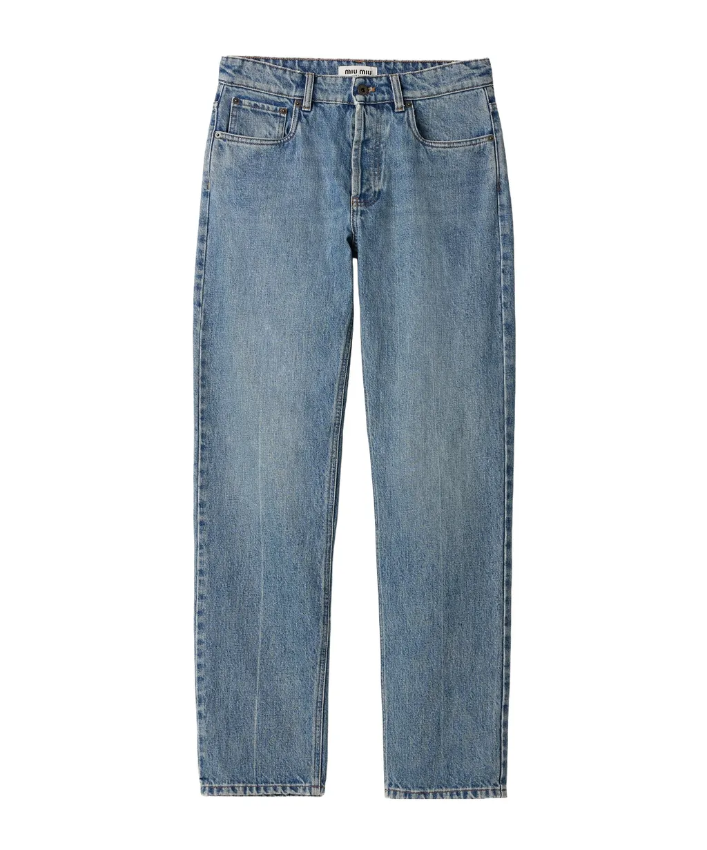Logo-Embroidered Straight-Leg Jeans