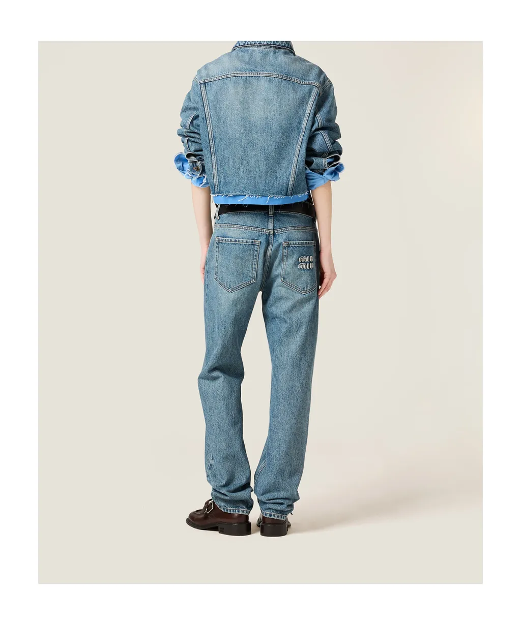 Logo-Embroidered Straight-Leg Jeans