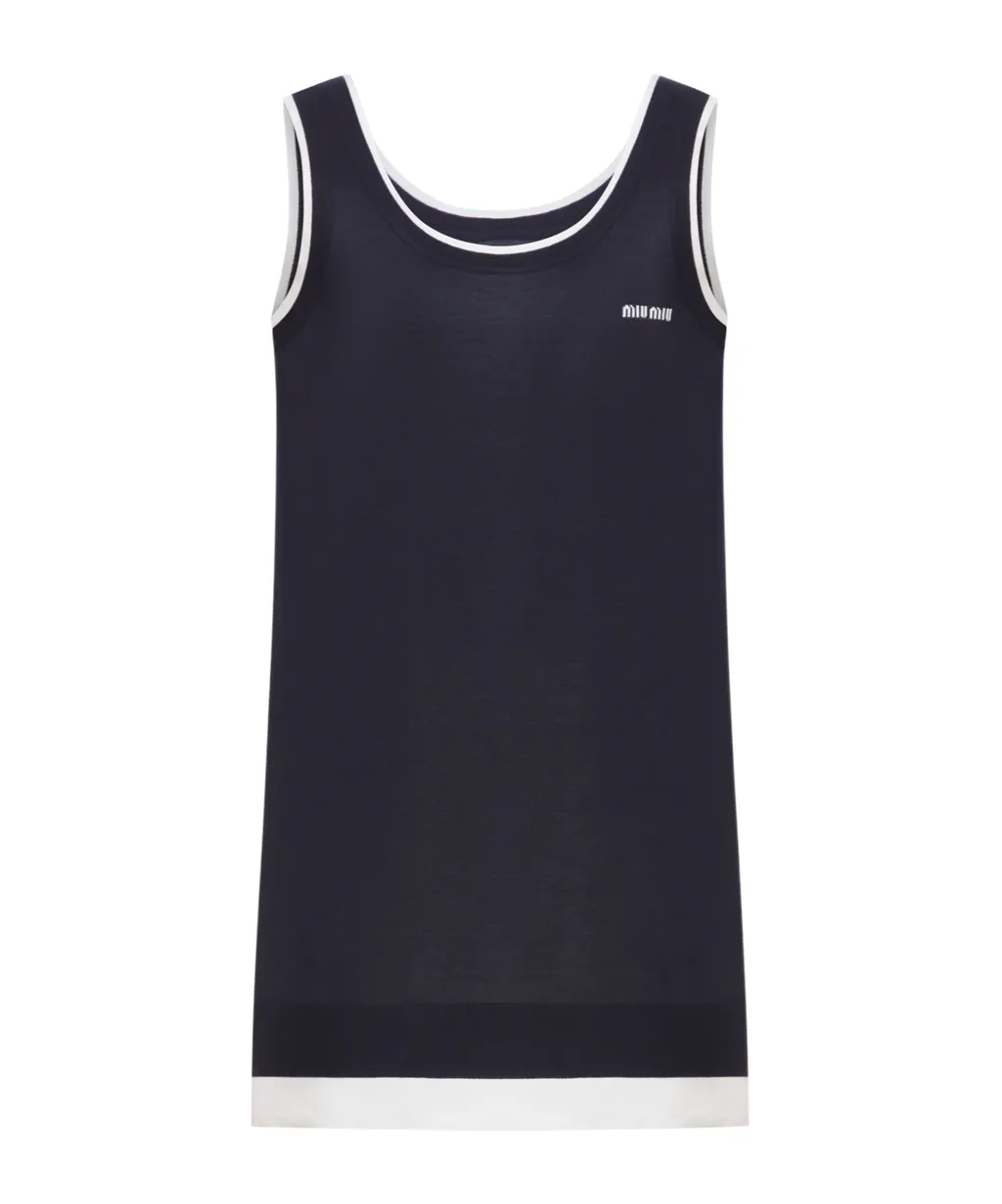 Knit And Poplin Mini-Dress