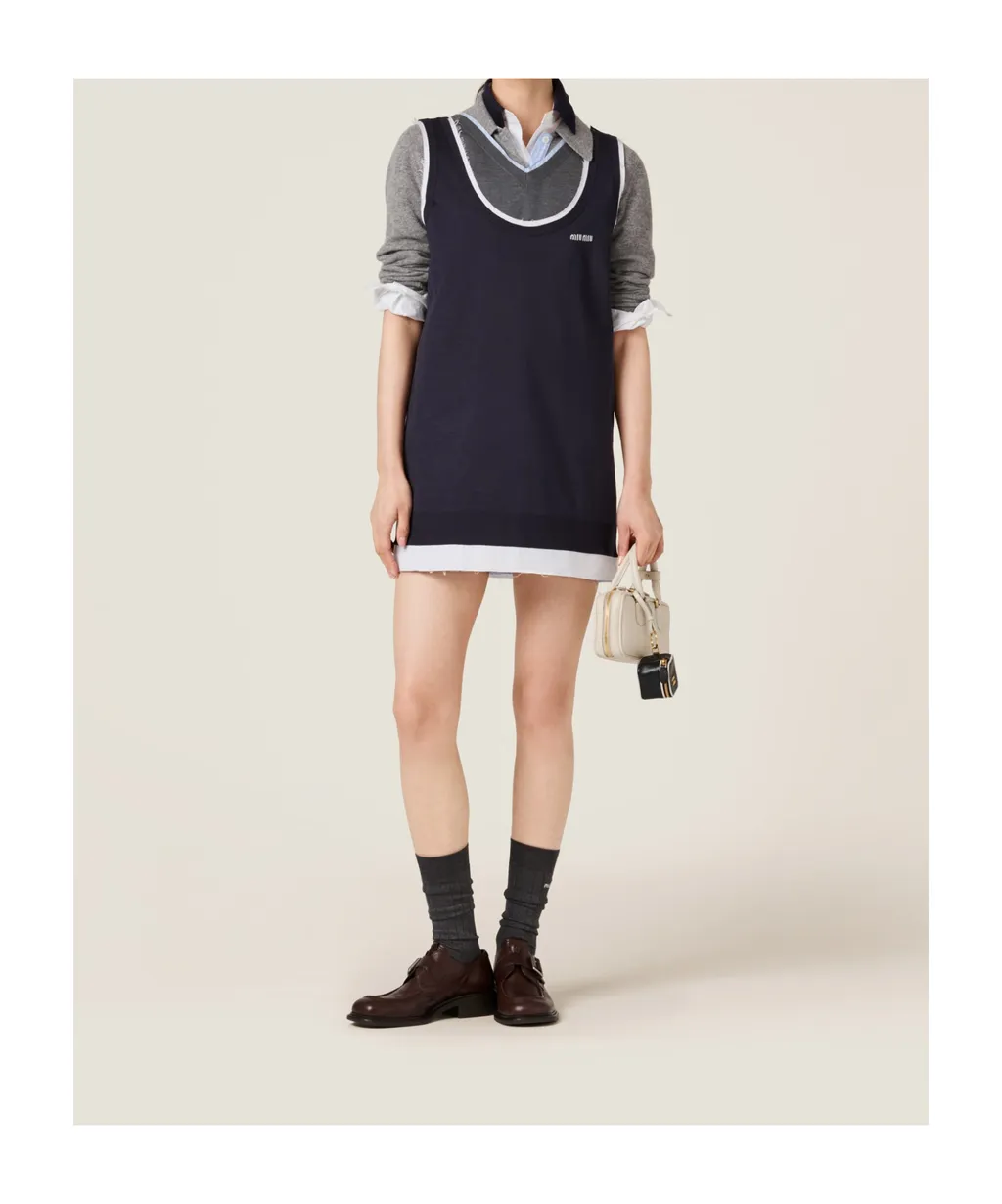 Knit And Poplin Mini-Dress