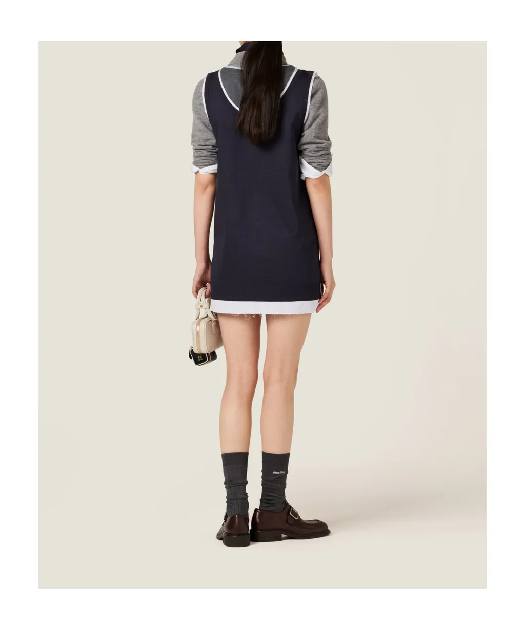 Knit And Poplin Mini-Dress