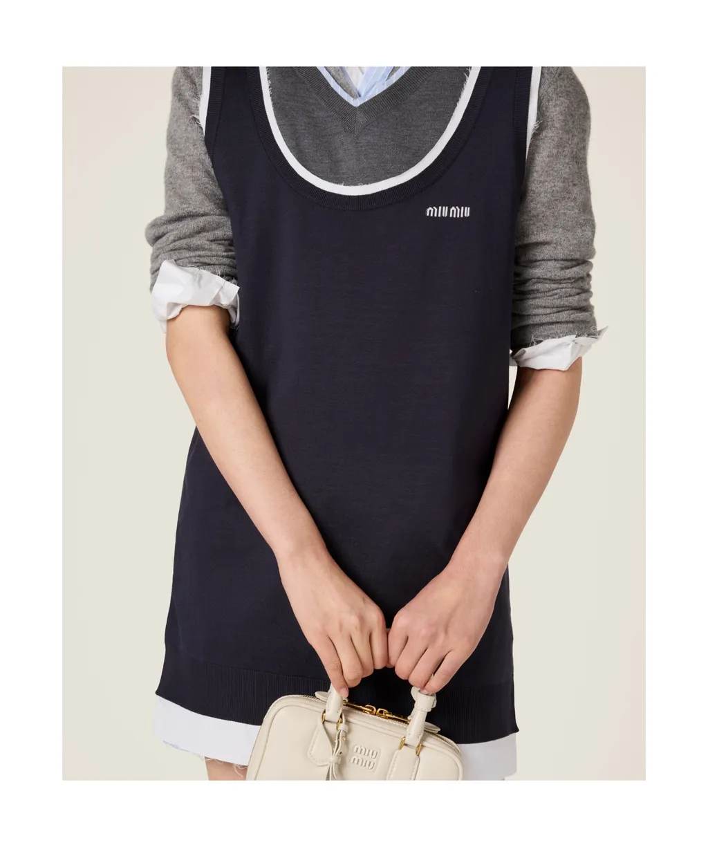 Knit And Poplin Mini-Dress