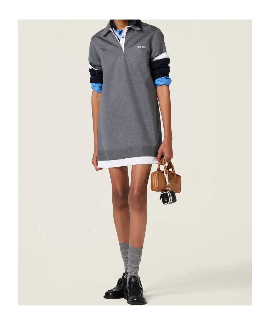 Knit And Poplin Mini-Dress