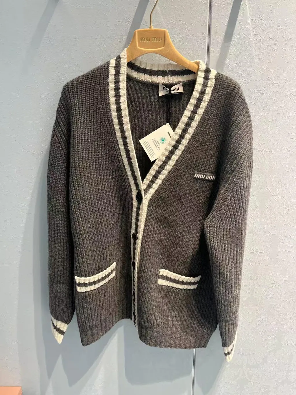 Ribbed Knit Wool And Cashmere Cardigan