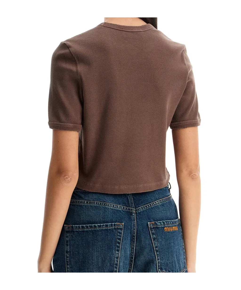 Crewneck Cropped Ribbed T-Shirt