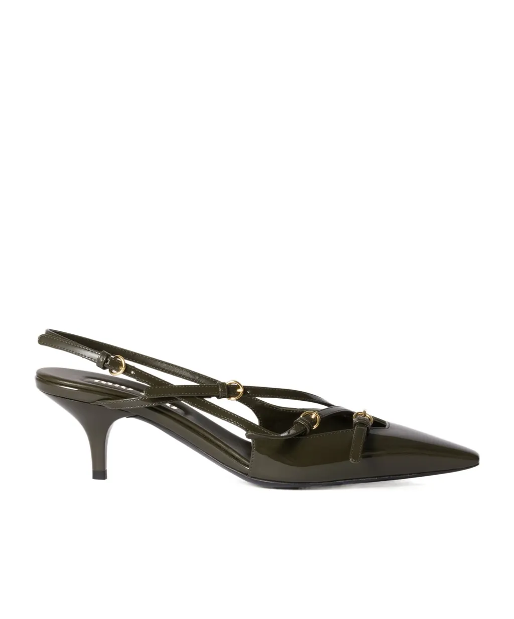 Patent Leather Slingbacks With Buckles