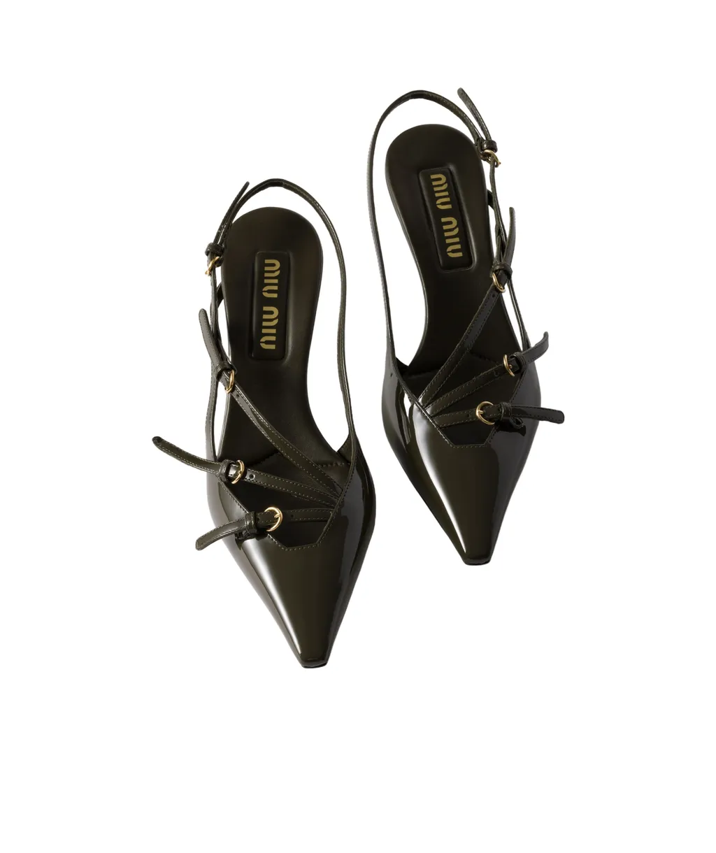 Patent Leather Slingbacks With Buckles