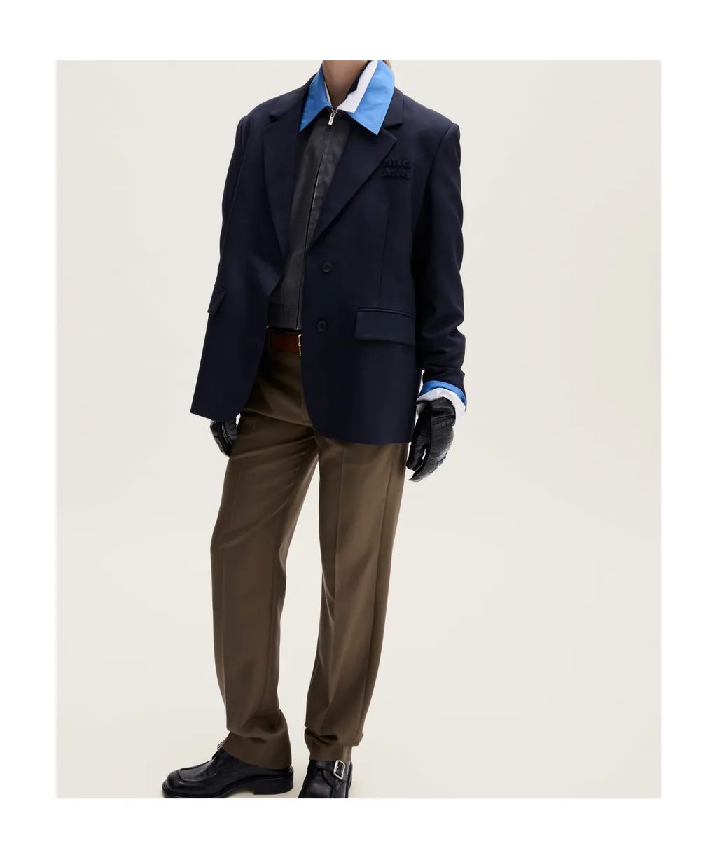 Gabardine Blouson Jacket With Poplin Collar